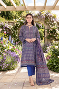 Royal Blue Printed Lawn 3-Piece Unstitched Suit | Ahmad Zee Fabrics