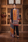 Ahmad Zee Fabrics – 3-Piece Unstitched Printed Lawn Suit (Mustard & Black)
