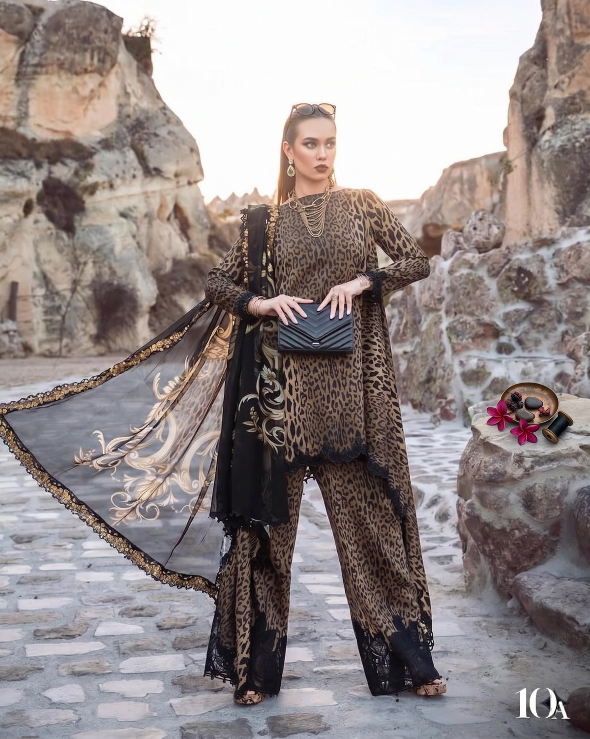 Luxury Leopard Print Unstitched Pakistani Suit