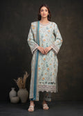 Ahmad Zee Fabrics – Pastel Mint Floral Printed Lawn 3-Piece Unstitched Suit
