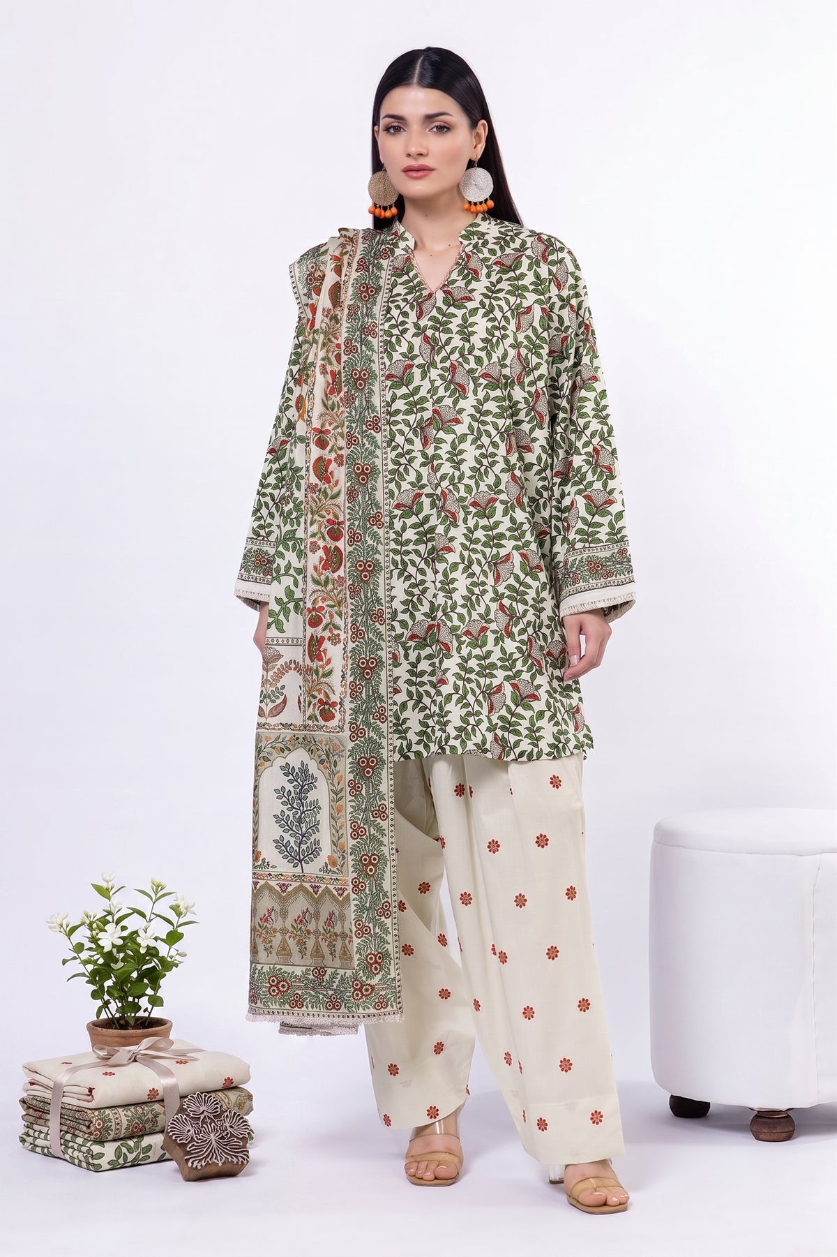 Ahmad Zee Fabrics - 3 Piece Unstitched Printed Lawn Suit