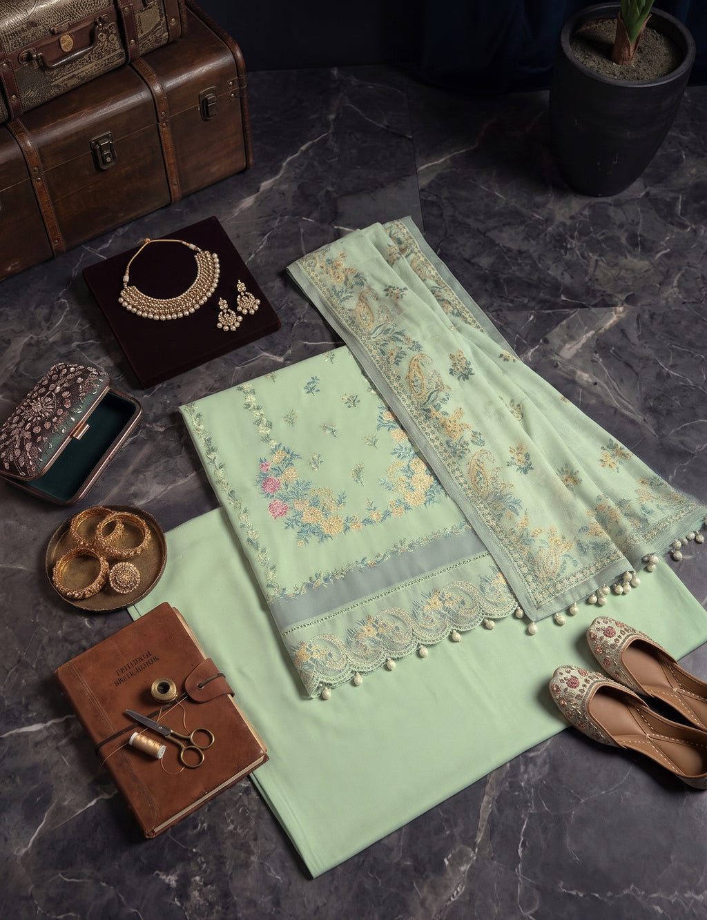 Light Green 3-Piece Lawn Suit – Summer Collection | Ahmad Zee Fabrics