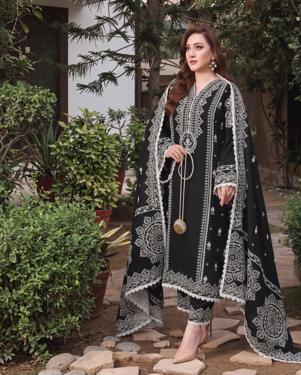 Premium Embroidered Black Lawn 3-Piece Suit | Ahmad Zee Fabrics
