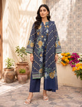 Ahmad Zee Fabrics - Navy Blue Floral 3-Piece Unstitched Lawn Suit