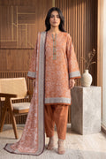 Ahmad Zee Fabrics Rust Orange 3-Piece Unstitched Lawn Suit