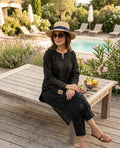All Black Embroidered Schiffli Lawn 2-Piece Kurti & Trouser | Ahmad Zee Fabrics