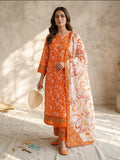 Orange Floral Embroidered 3-Piece Unstitched Suit | Ahmad Zee Fabrics