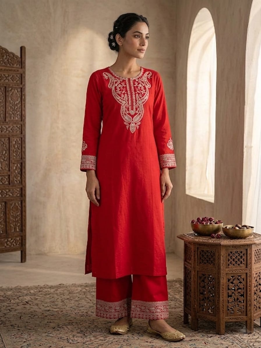 Premium Unstitched 2-Piece Lawn Suit Red | Summer Collection