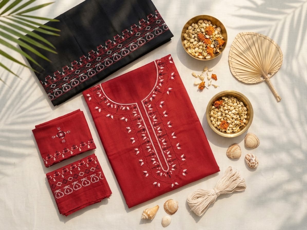 Premium Unstitched 2-Piece Lawn Suit Maroon Black| Summer Collection