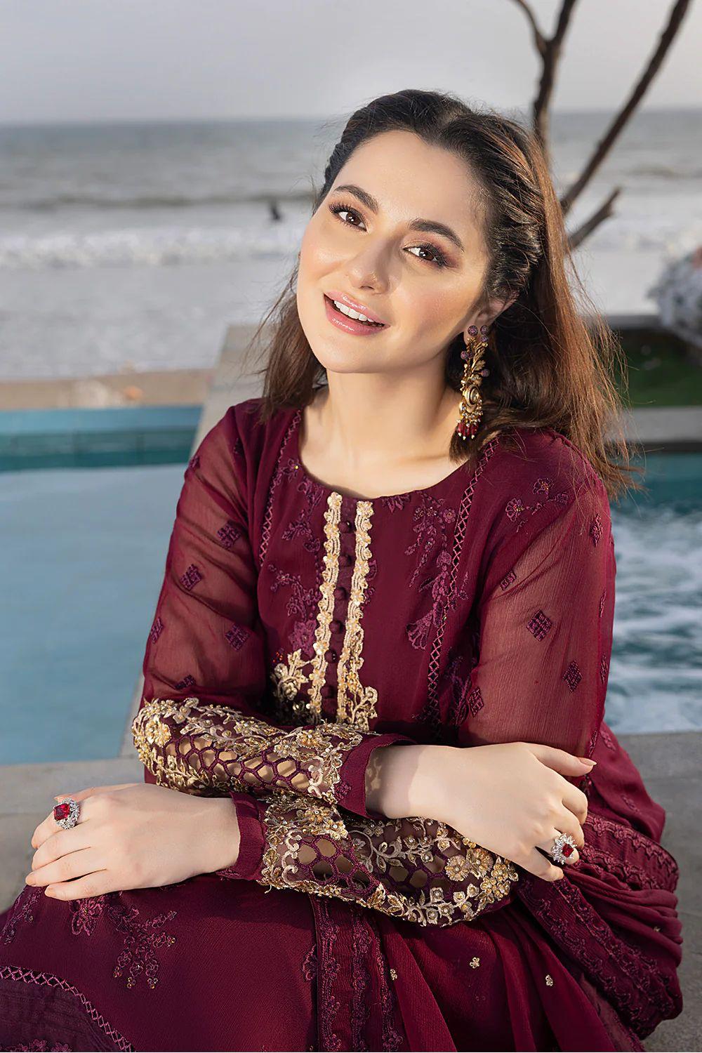 Premium Embroidered Chiffon Suit with Adda Work & Malai Trouser | Ahmad Zee Fabrics