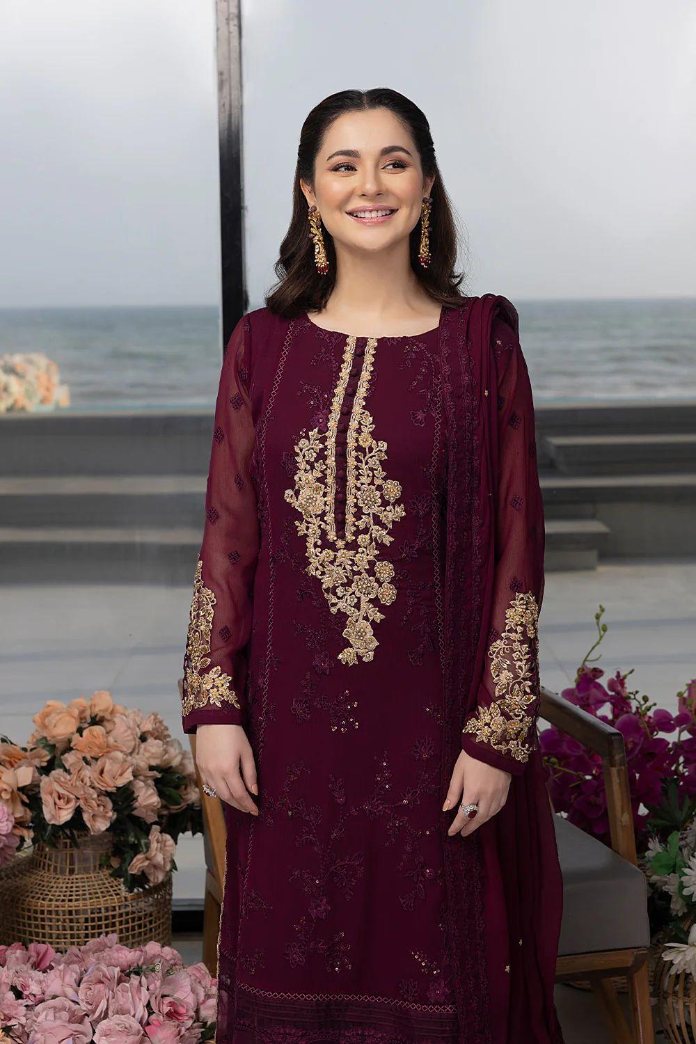 Premium Embroidered Chiffon Suit with Adda Work & Malai Trouser | Ahmad Zee Fabrics