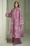 Ahmad Zee Fabrics - Dusty Mauve Floral Embroidered 3-Piece Unstitched Suit