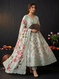 Ahmad Zee Fabrics - Pastel Mint Floral Embroidered Pishwas 3-Piece Suit